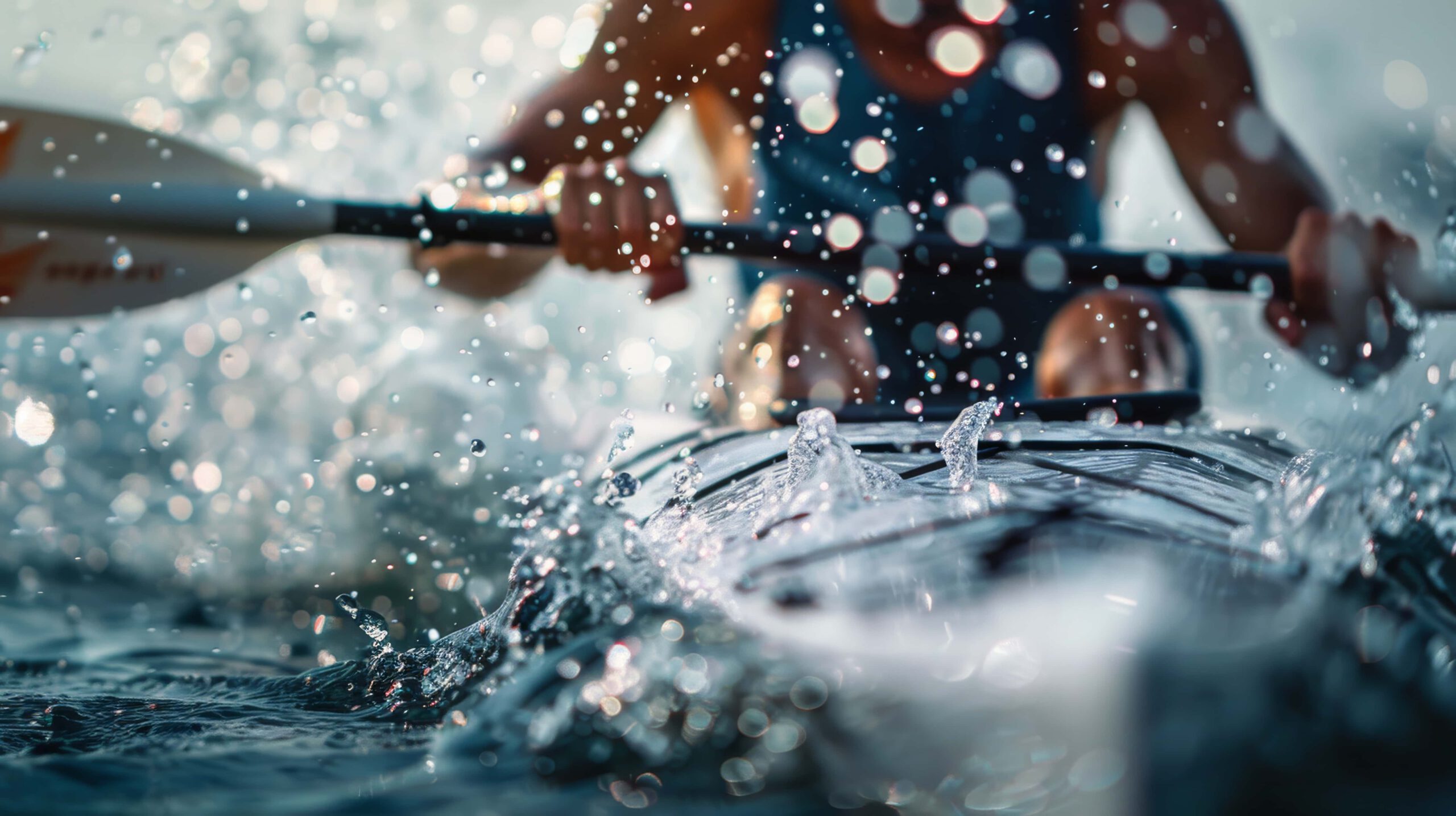 Kayaker splashing water