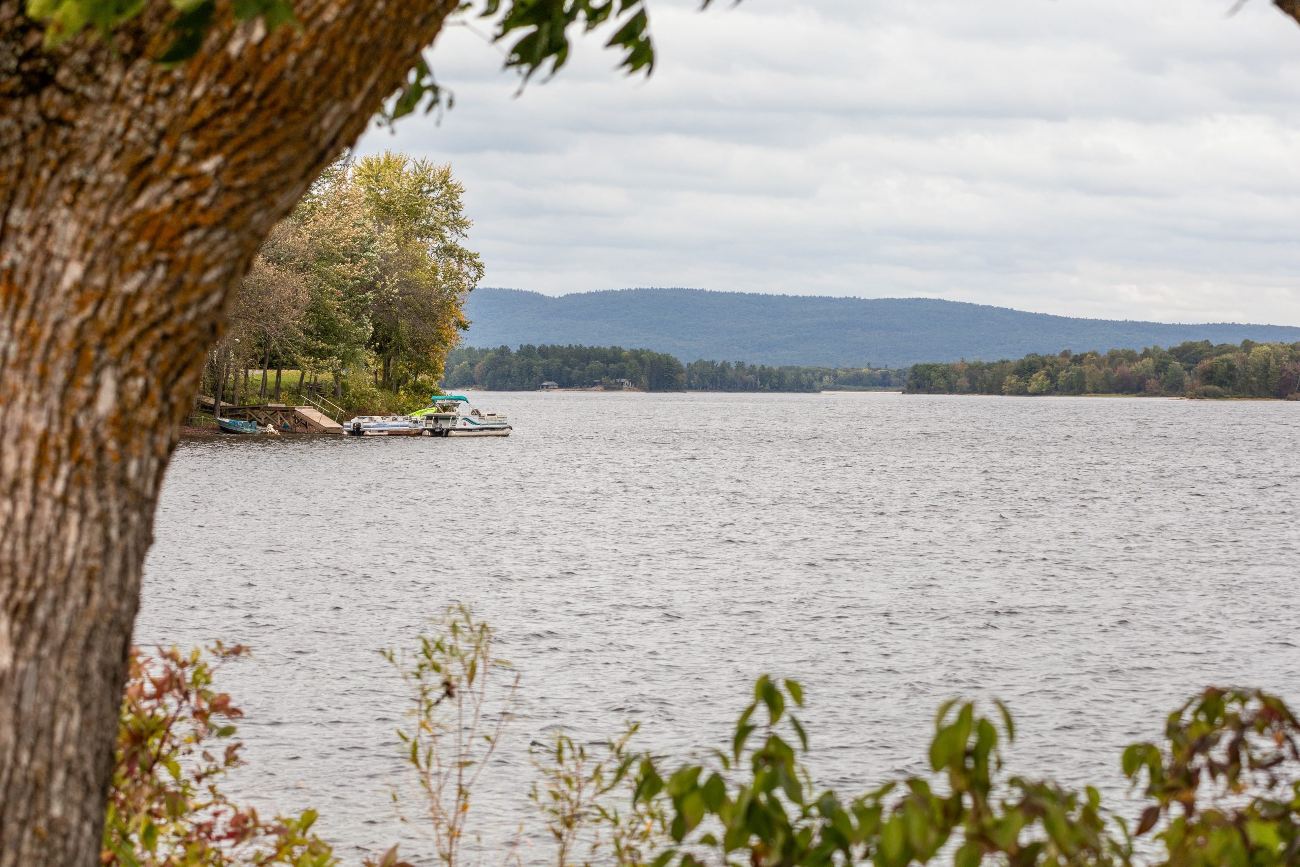 A river with surrounding hills